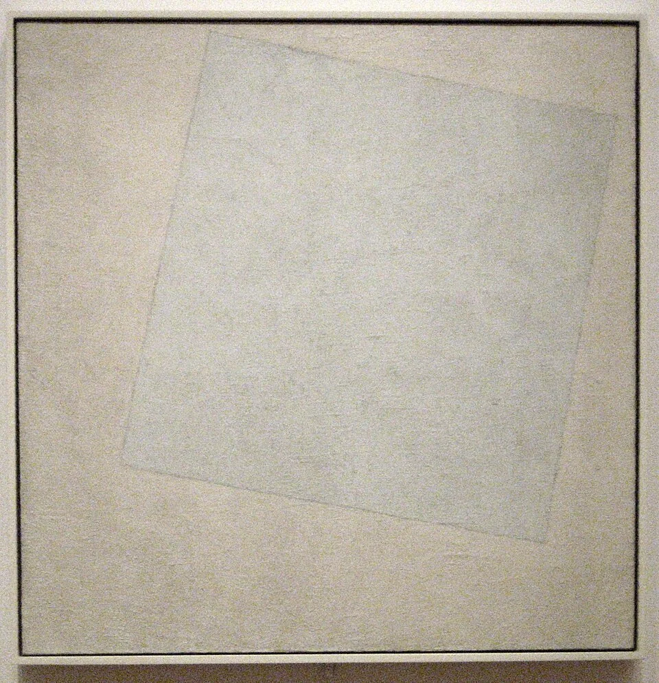 A tilted pale quadrilateral is barely differentiated from a warmer surrounding white field